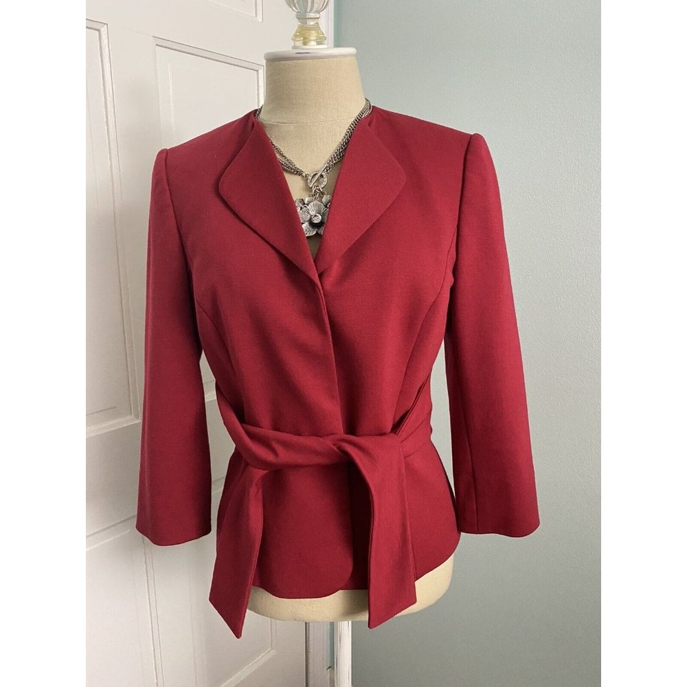 Tahari Red Tie-Waist Blazer